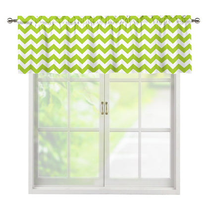 Lime Green And White Chevron Print Window Valance