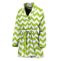 Lime Green And White Chevron Print Women's Bathrobe