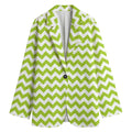 Lime Green And White Chevron Print Women's Blazer