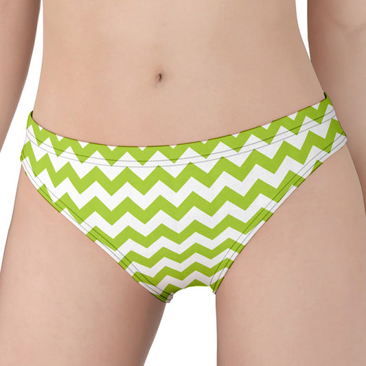 Lime Green And White Chevron Print Women's Panties