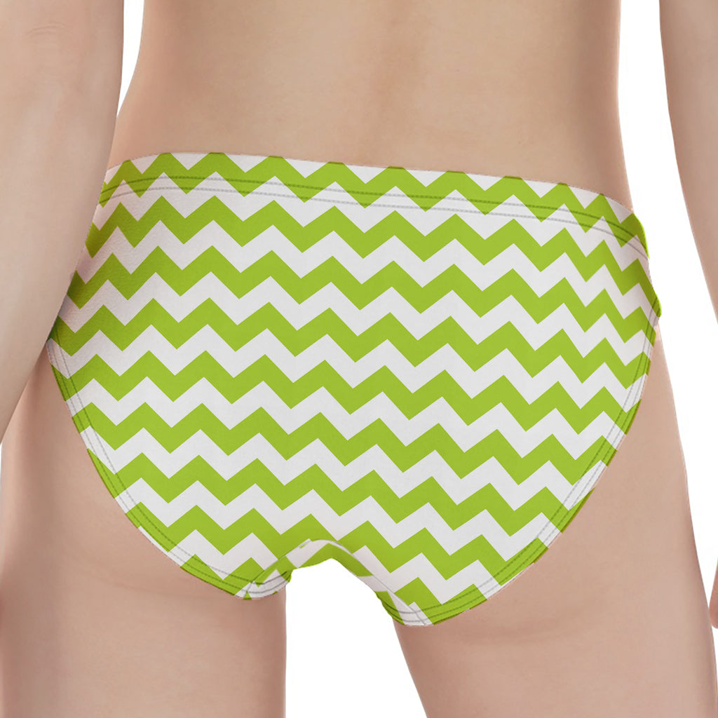Lime Green And White Chevron Print Women's Panties
