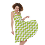 Lime Green And White Chevron Print Women's Sleeveless Dress