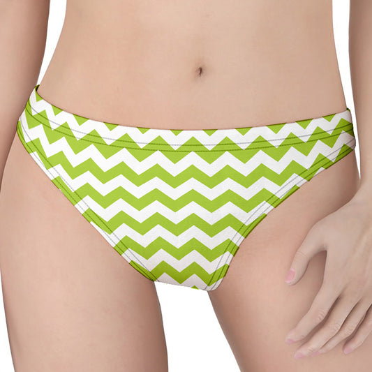 Lime Green And White Chevron Print Women's Thong