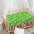 Lime Green And White Polka Dot Print Baby Crib Sheet