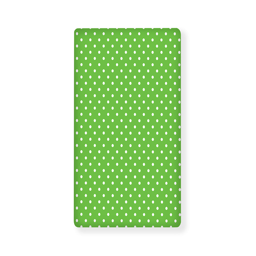 Lime Green And White Polka Dot Print Baby Crib Sheet