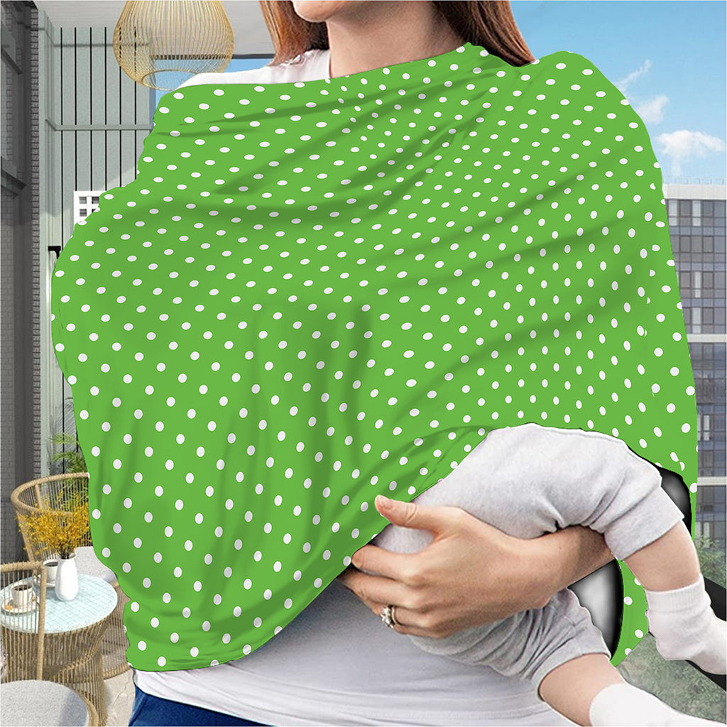 Lime Green And White Polka Dot Print Baby Seat Cover
