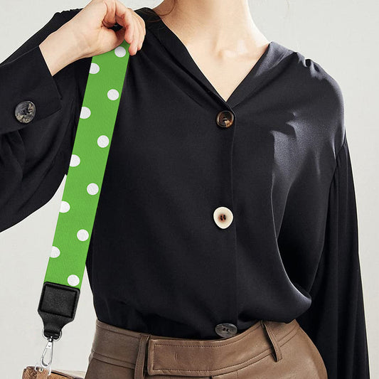 Lime Green And White Polka Dot Print Bag Strap