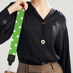 Lime Green And White Polka Dot Print Bag Strap