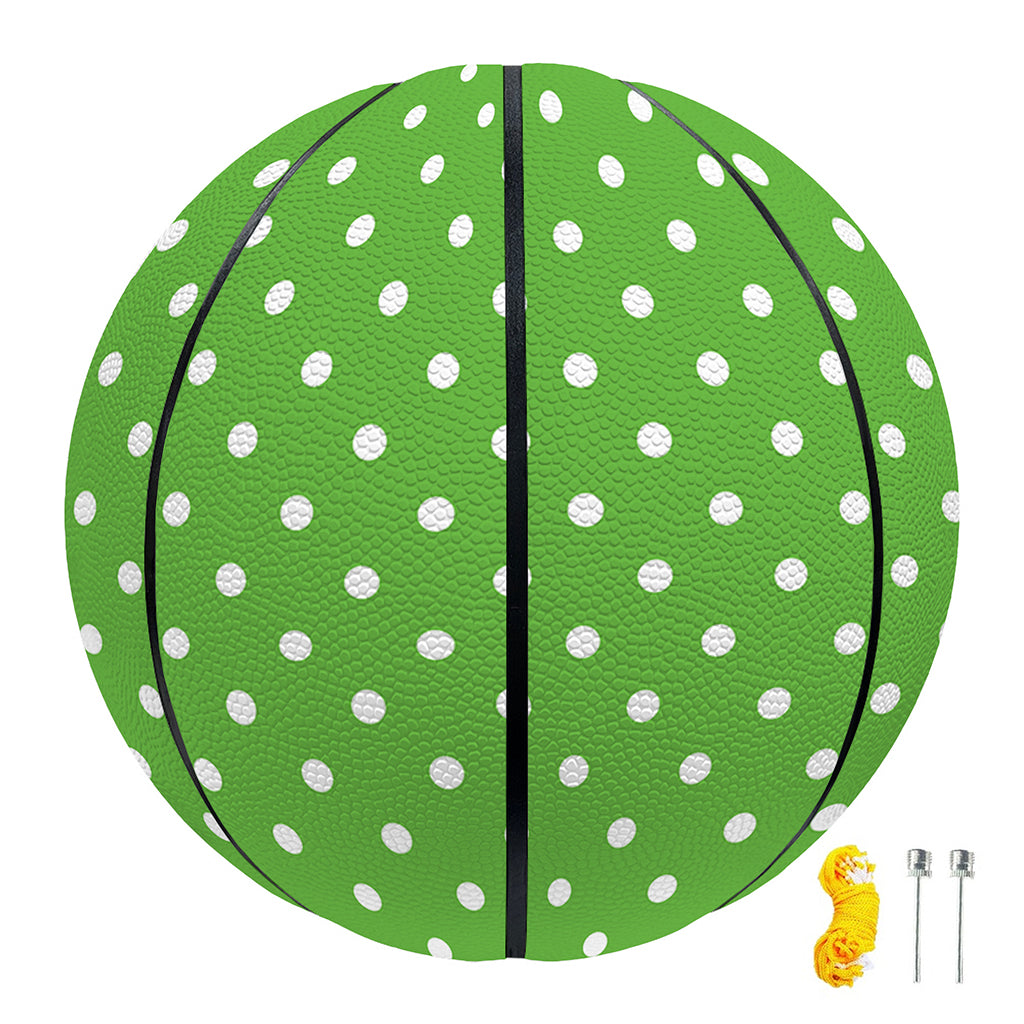 Lime Green And White Polka Dot Print Basketball