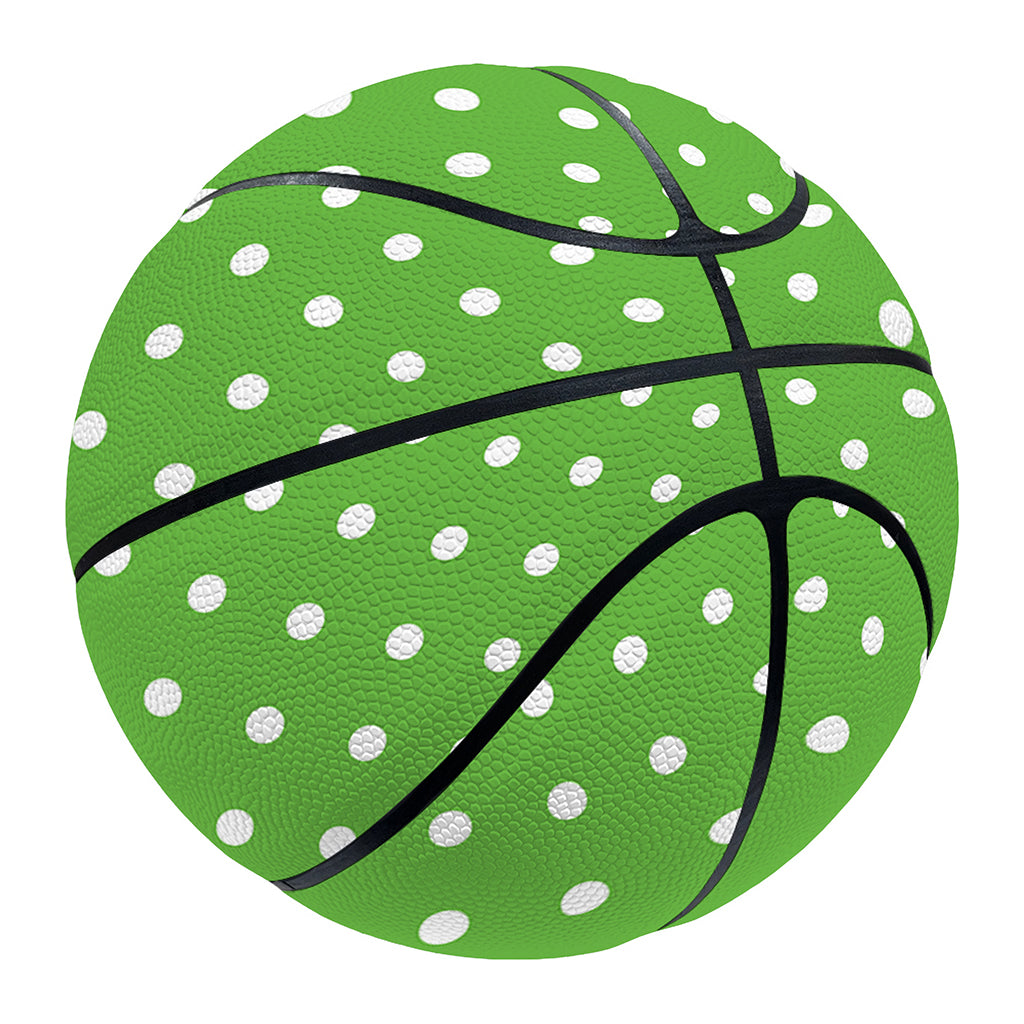 Lime Green And White Polka Dot Print Basketball