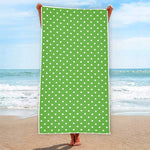 Lime Green And White Polka Dot Print Beach Towel