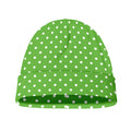 Lime Green And White Polka Dot Print Beanie