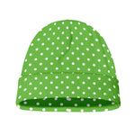 Lime Green And White Polka Dot Print Beanie