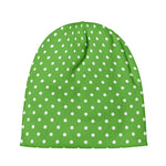 Lime Green And White Polka Dot Print Beanie