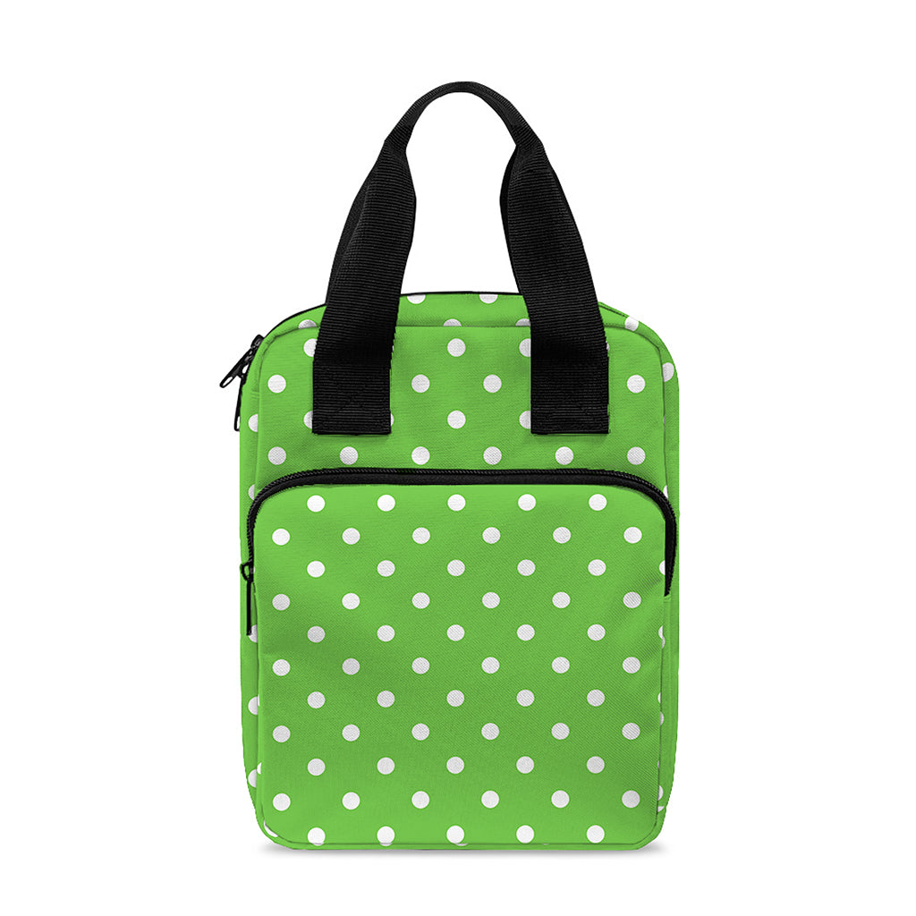 Lime Green And White Polka Dot Print Bible Tote Bag