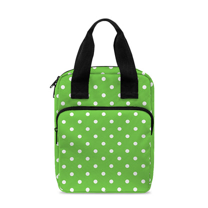 Lime Green And White Polka Dot Print Bible Tote Bag