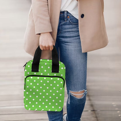 Lime Green And White Polka Dot Print Bible Tote Bag