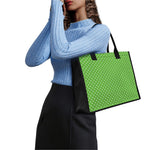 Lime Green And White Polka Dot Print Canvas Tote Bag