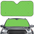 Lime Green And White Polka Dot Print Car Windshield Sun Shade