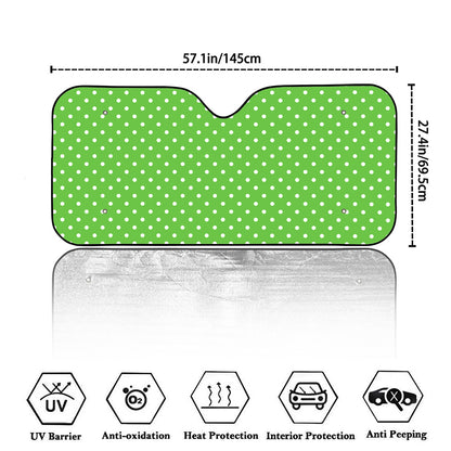 Lime Green And White Polka Dot Print Car Windshield Sun Shade