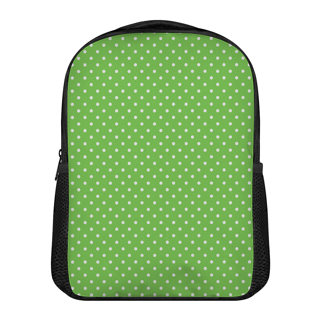 Lime Green And White Polka Dot Print Casual Backpack