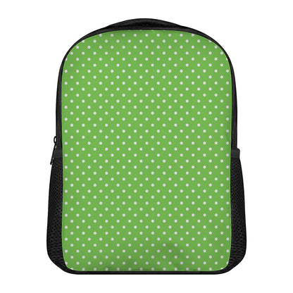 Lime Green And White Polka Dot Print Casual Backpack