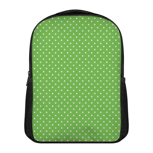 Lime Green And White Polka Dot Print Casual Backpack