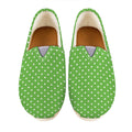 Lime Green And White Polka Dot Print Casual Shoes