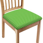 Lime Green And White Polka Dot Print Chair Cushion Cover