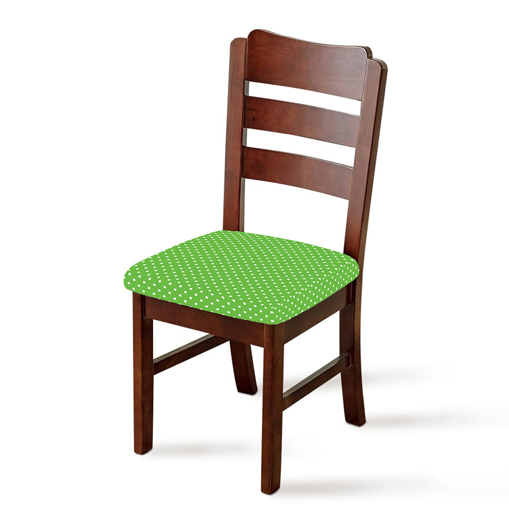 Lime Green And White Polka Dot Print Chair Cushion Cover
