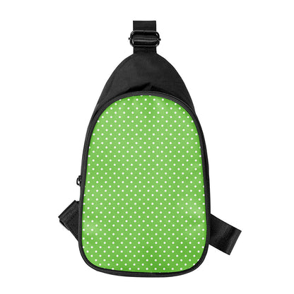 Lime Green And White Polka Dot Print Chest Bag
