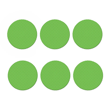 Lime Green And White Polka Dot Print Coaster Set