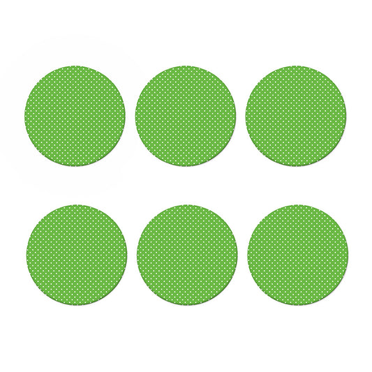 Lime Green And White Polka Dot Print Coaster Set