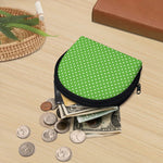 Lime Green And White Polka Dot Print Coin Purse
