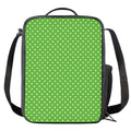 Lime Green And White Polka Dot Print Crossbody Lunch Bag