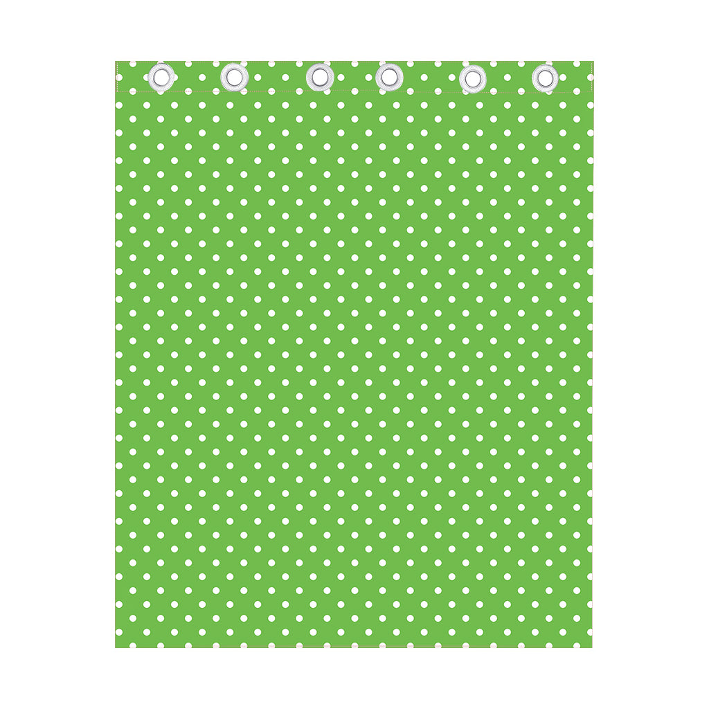 Lime Green And White Polka Dot Print Curtain