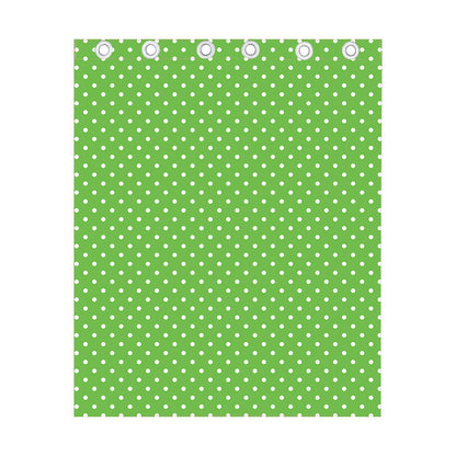 Lime Green And White Polka Dot Print Curtain