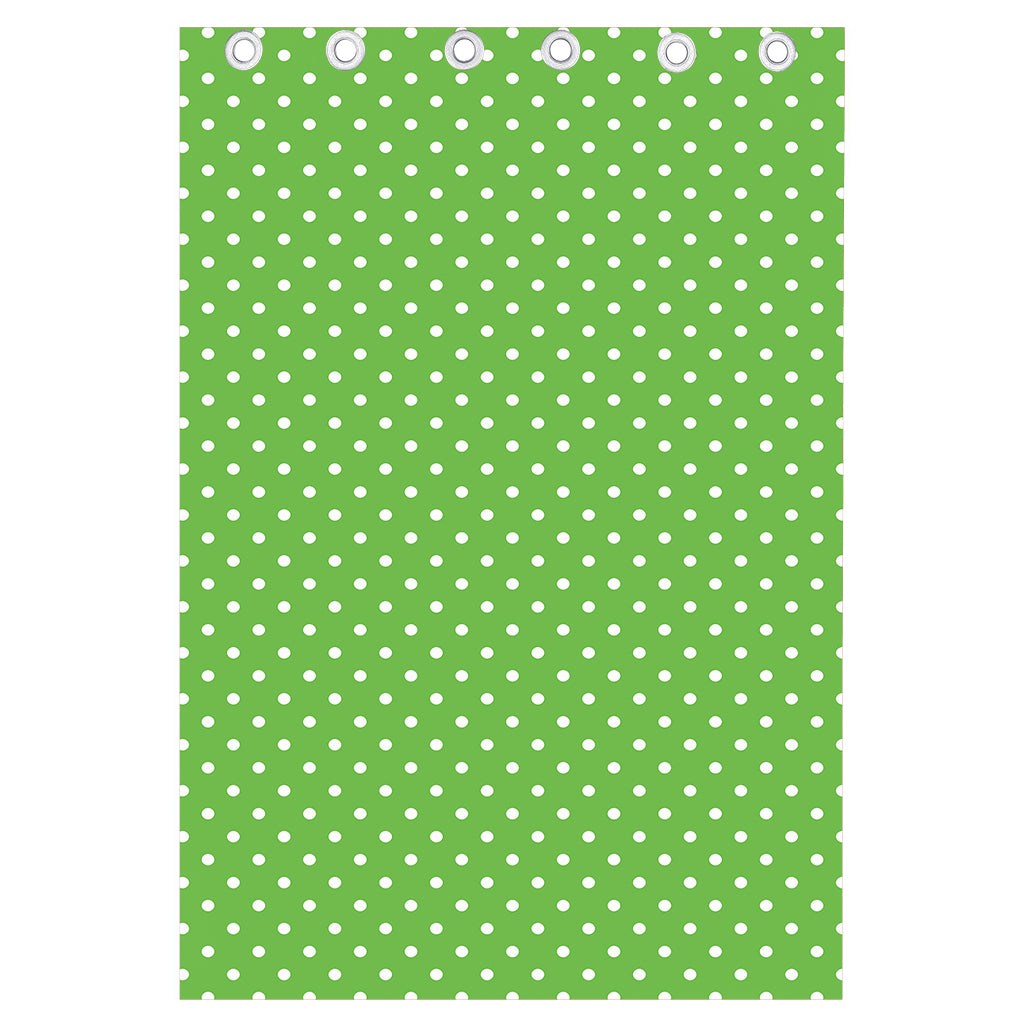 Lime Green And White Polka Dot Print Curtain
