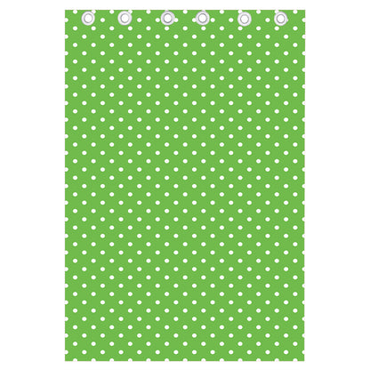 Lime Green And White Polka Dot Print Curtain