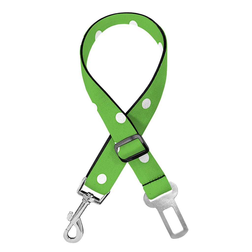 Lime Green And White Polka Dot Print Dog Seat Belt