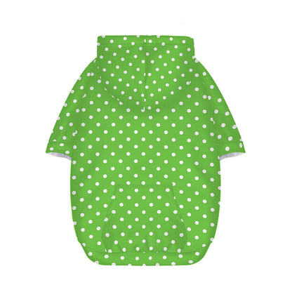 Lime Green And White Polka Dot Print Dog Zip Up Hoodie
