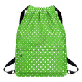 Lime Green And White Polka Dot Print Drawstring Backpack