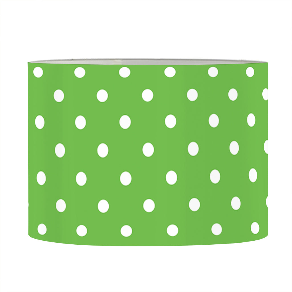 Lime Green And White Polka Dot Print Drum Lamp Shade