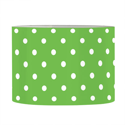 Lime Green And White Polka Dot Print Drum Lamp Shade