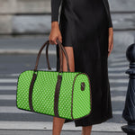 Lime Green And White Polka Dot Print Duffle Bag