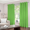 Lime Green And White Polka Dot Print Extra Wide Grommet Curtains