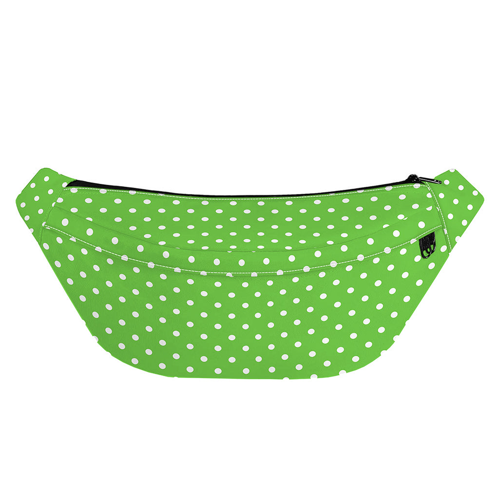 Lime Green And White Polka Dot Print Fanny Pack
