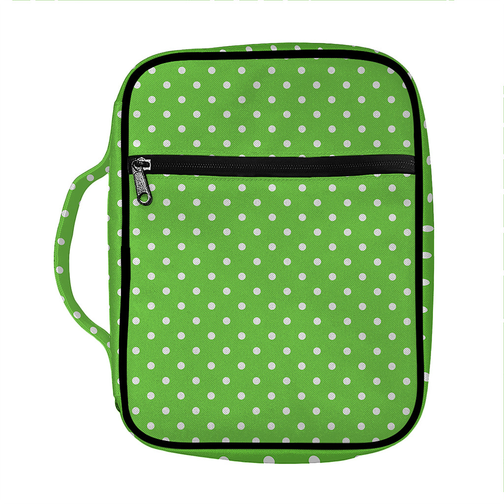 Lime Green And White Polka Dot Print Front Pocket Bible Bag