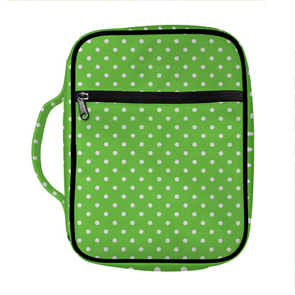 Lime Green And White Polka Dot Print Front Pocket Bible Bag