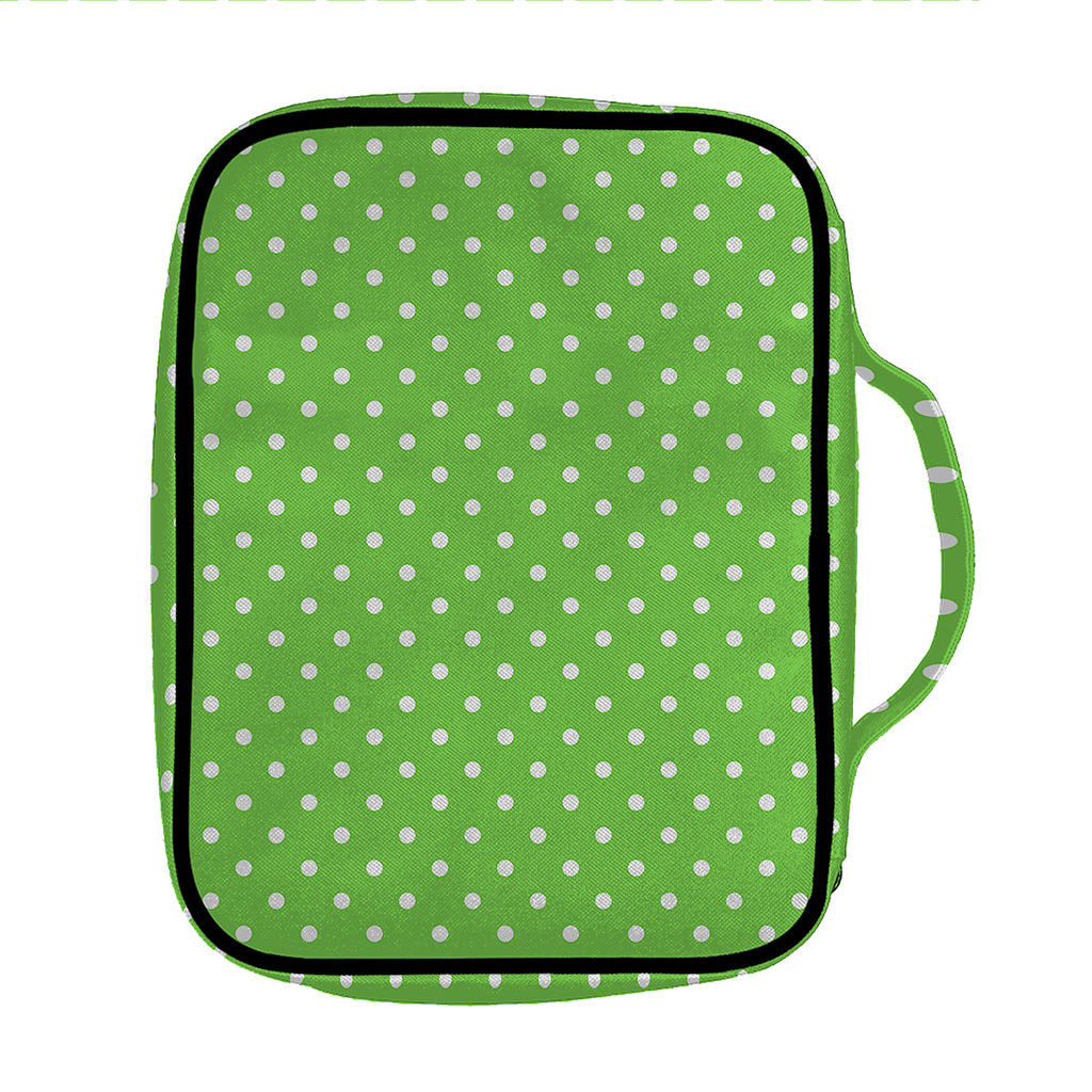 Lime Green And White Polka Dot Print Front Pocket Bible Bag